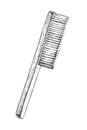 Vector hand-drawn illustration of Beekeepers bee brush. Black and white sketch of tool for beekeeping. Royalty Free Stock Photo